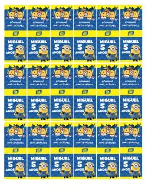 Rótulo Editável para Tic Tac Festa Minions Aniversário Infantil