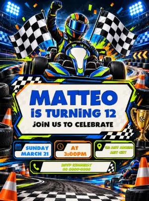 High-Speed Race Car Birthday Invitation Template