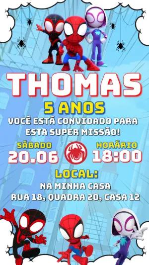 Convite de Aniversário Spidey e Amigos Editável