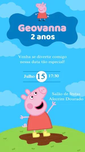 Convite de Aniversário Peppa Pig para Editar Online