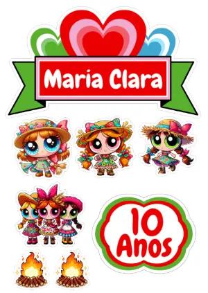 Topo de Bolo Festa Junina Meninas Superpoderosas para Editar