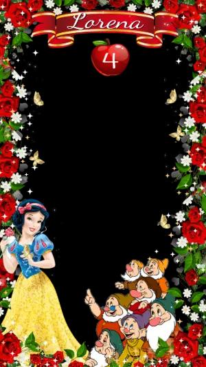 Moldura de Aniversário Branca de Neve para Editar com Foto