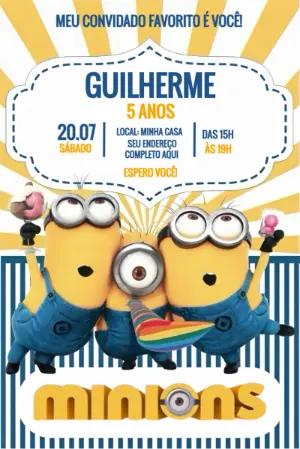 Convite de Aniversário Minions Editável