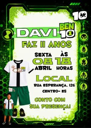 Convite Ben 10: Vire o Herói da Festa! Modelo com Foto IA