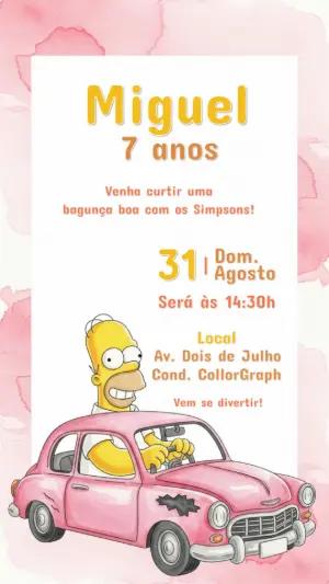 Convite de Aniversário Os Simpsons com Homer para Editar Online