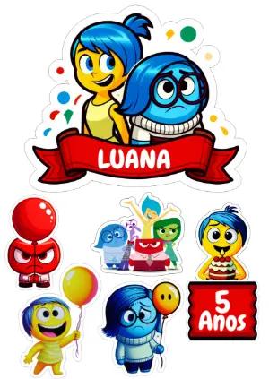 Topo de Bolo Divertida Mente com Personagens para Editar Online