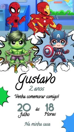 Convite Animado Aniversário Vingadores para Editar Online