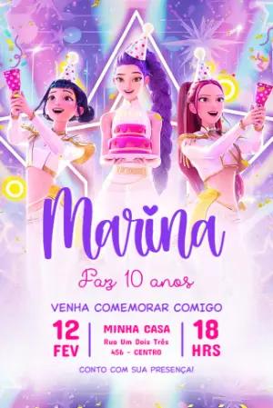 Convite de Aniversário Guerreiras do Kpop Editável