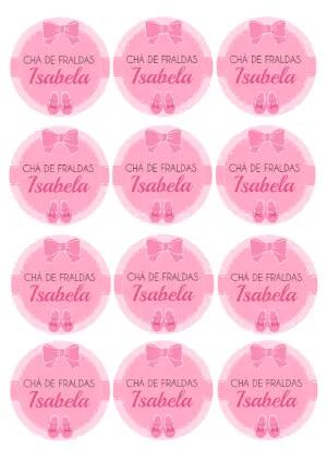 Adesivo Chá de Fraldas Menina com Sapatilhas para Editar