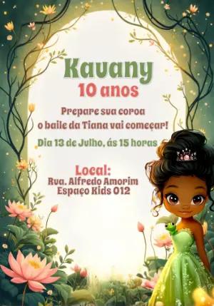 Convite Aniversário Princesa e o Sapo para Editar Online