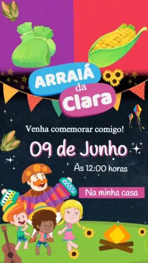 Convite Animado Festa Junina Mundo Bita para Editar Online