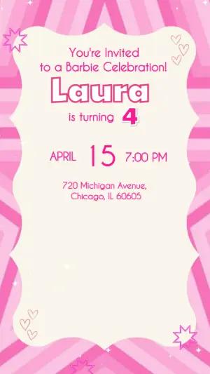 Animated Barbie Birthday Video Invitation | Editable Template