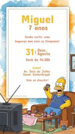 Convite de Aniversário Os Simpsons com Homer para Editar