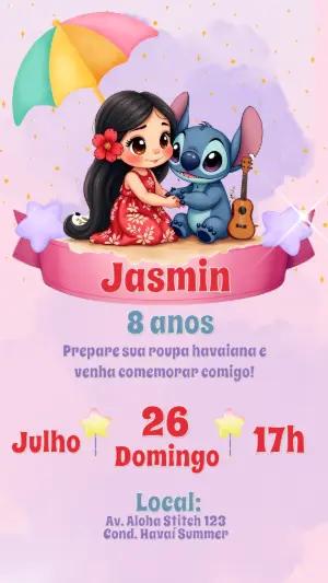 Convite de Aniversário Lilo e Stitch para Editar Online