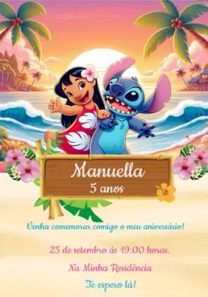 Convite de Aniversário Lilo e Stitch para Editar Online