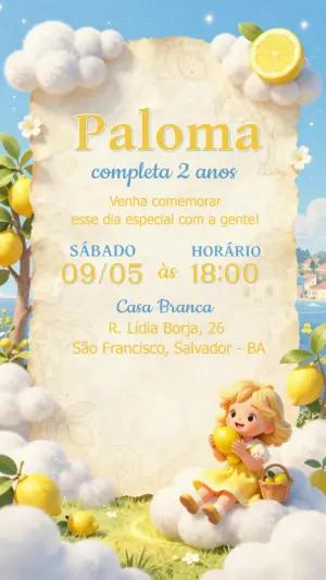 Convite Aniversário Infantil Limão Siciliano Modelo Editável