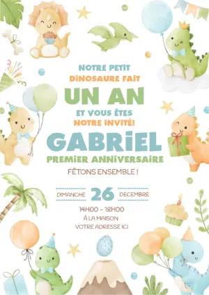 Invitation Anniversaire Dinosaure Garçon à Personnaliser en Ligne