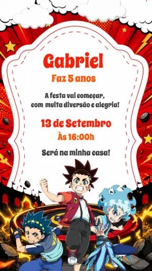 Convite de Aniversário Beyblade para Editar Online