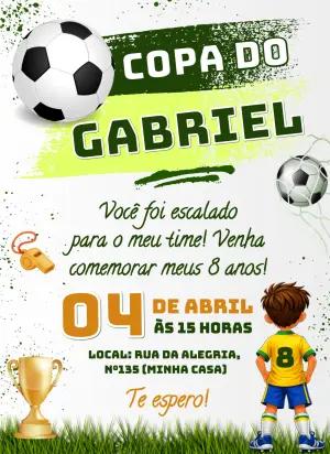 Convite de Aniversário Futebol Copa do Mundo Editável