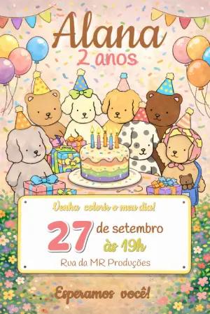 Convite Digital Aniversário Tema Bobbie Goods Editável