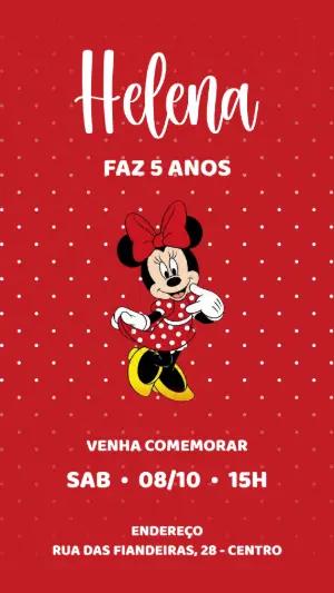 Convite de Aniversário Minnie Vermelha Poá para Editar