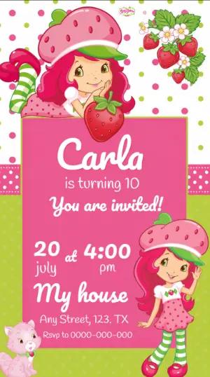 Cute Strawberry Themed Birthday Invitation to Edit