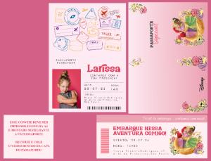 Convite Passaporte Princesas da Disney para Aniversário Infantil Editável