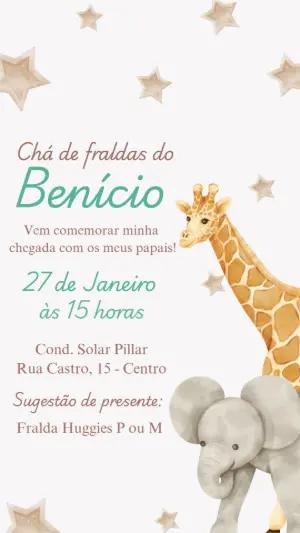 Convite Chá de Fraldas Safari Baby para Editar Online