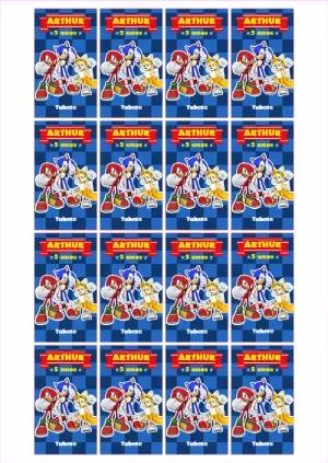 Adesivo Tubete Festa Sonic com Personagens para Editar Online