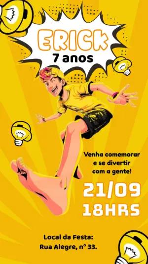 Convite de Aniversário Estilo Youtuber para Editar Online