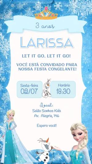 Convite de Aniversário Frozen Azul para Editar Online