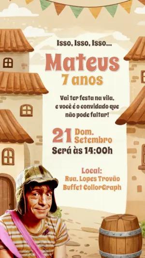 Convite de Aniversário Chaves para Editar e Imprimir