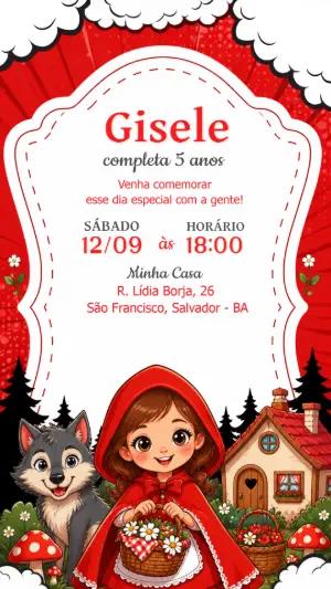 Convite de Aniversário Chapeuzinho Vermelho para Editar