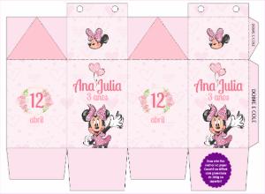 Caixa Milk Aniversário Minnie Rosa Editável Online para Imprimir
