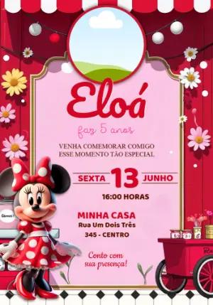 Convite Aniversário Minnie Confeitaria com Foto Editável
