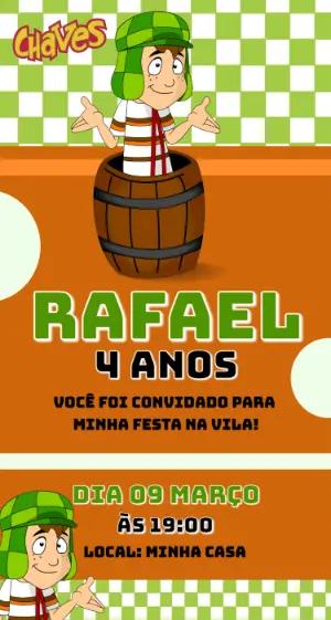 Convite de Aniversário Chaves Infantil Colorido para Editar