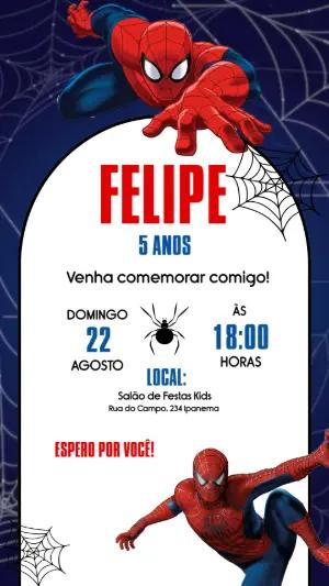 Vídeo Convite de Aniversário Homem-Aranha para Editar Online