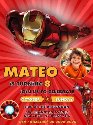 Editable Iron Man Birthday Invitation Template