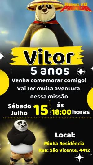 Vídeo Convite de Aniversário Kung Fu Panda para Editar