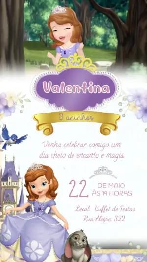 Convite Animado Princesa Sofia para Editar Online