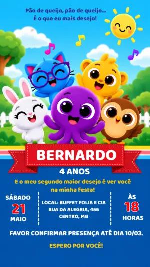Convite de Aniversário Bolofofos Pão de Queijo para Editar