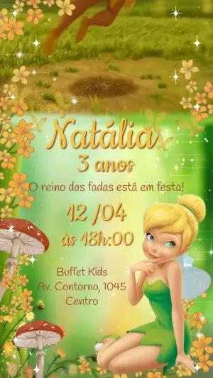 Convite Animado Aniversário Tinker Bell para Editar Online