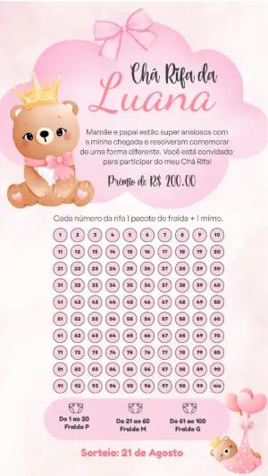Chá Rifa de Menina Ursinha com Coroa para Editar