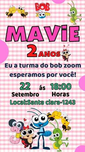 Convite de Aniversário Bob Zoom Colorido para Editar