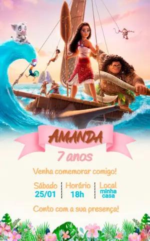 Convite de Aniversário Moana Aventura no Mar para Editar