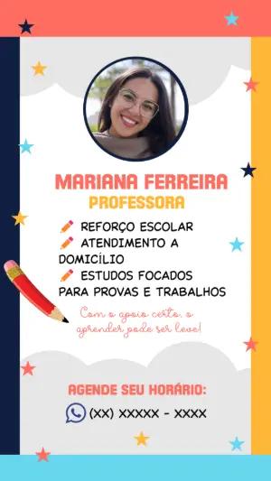 Cartão de Visita Aulas de Reforço para Editar Online