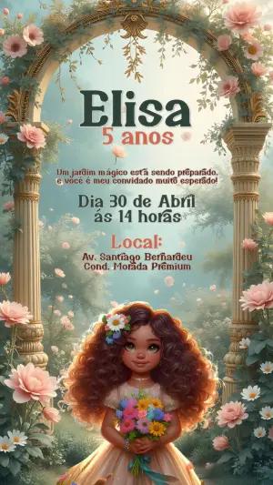 Convite Aniversário Jardim Encantado para Editar Online