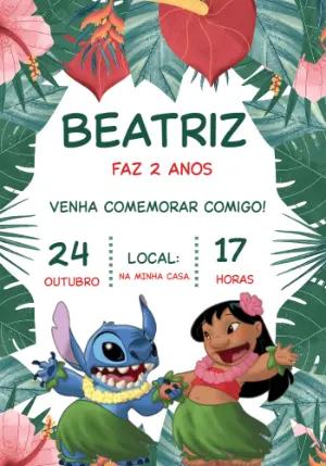 Convite de Aniversário Lilo e Stitch para Editar Online