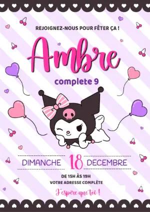 Invitation Anniversaire Kuromi à Modifier en Ligne