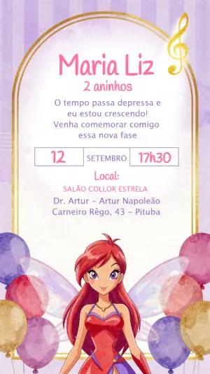 Convite Animado Aniversário de Fada Musical para Editar